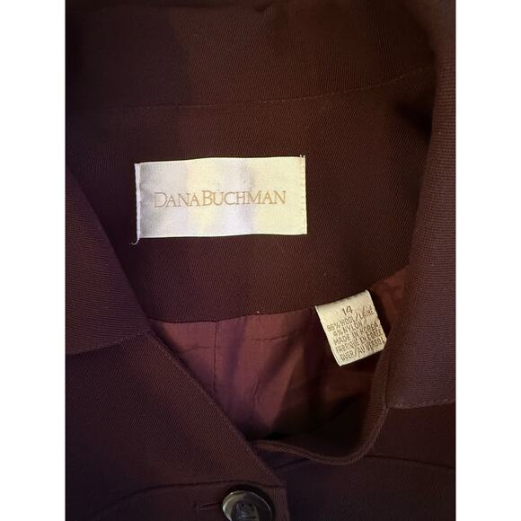 Dana Buchman Womens Brown Wool 4 Button Closure Jacket Blazer Size 14 - Picture 3 of 6